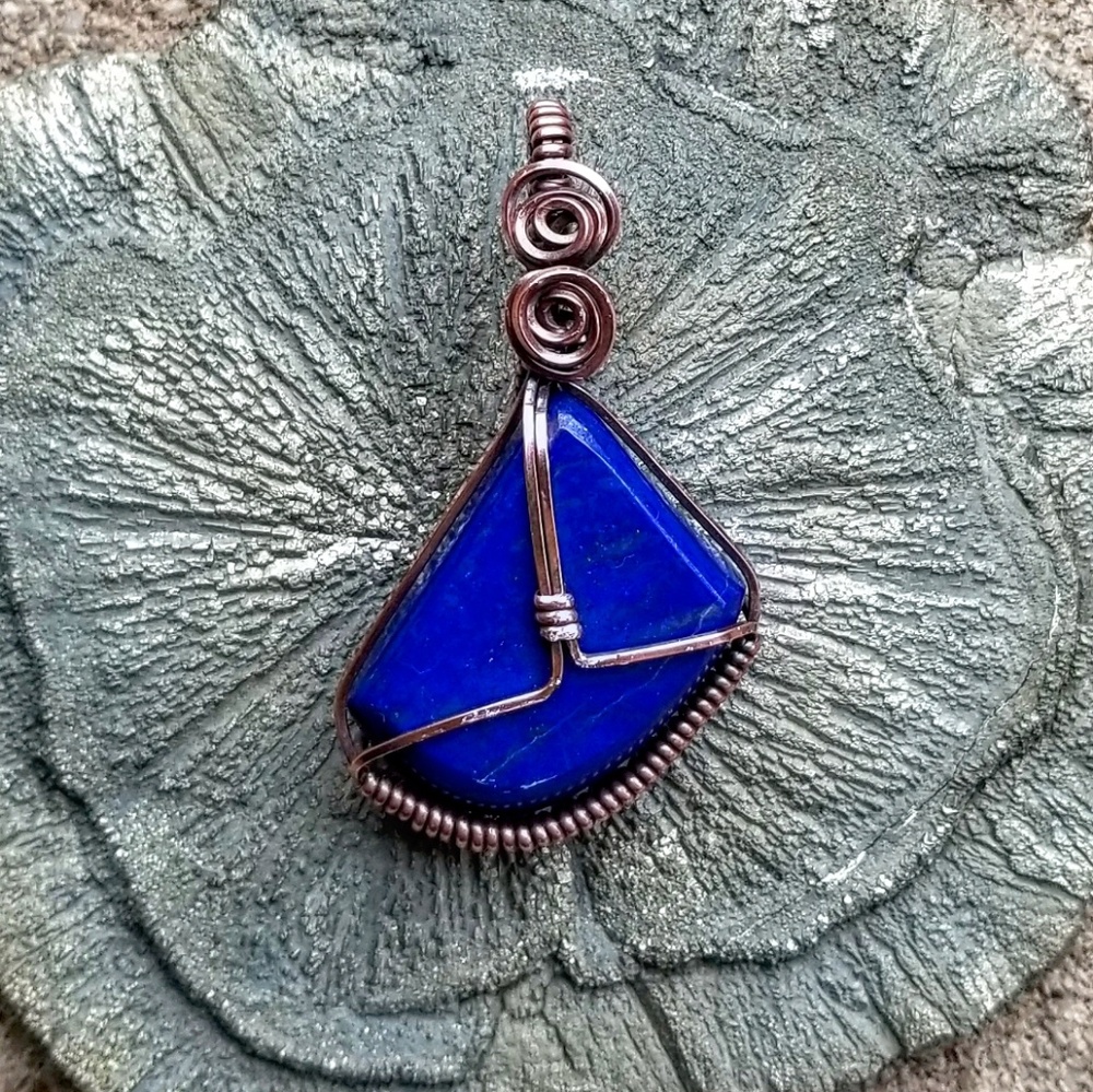 Lapis Wire Wrapped Pendant ❤❤